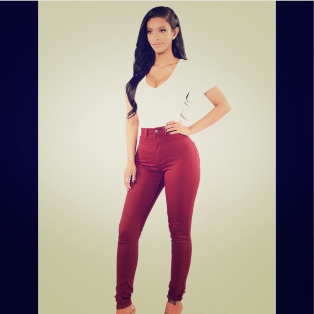 Burgundy jeans